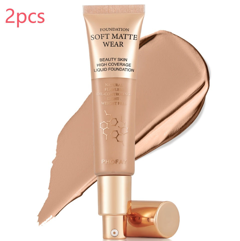 PHOFAY Full Coverage Liquid Foundation – Long-Lasting Matte, Smooth Finish