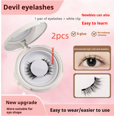Magnetic Suction False Eyelashes – Little Devil Supernatural Look, No-Glue Magnet Lash Set