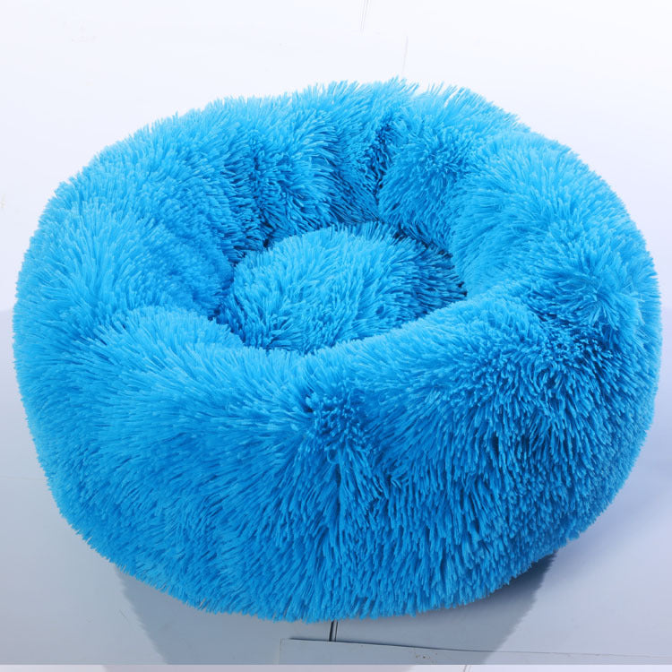 Plush Pet Nest Bed – Cozy Calming Donut Bed for Cats & Small Dogs