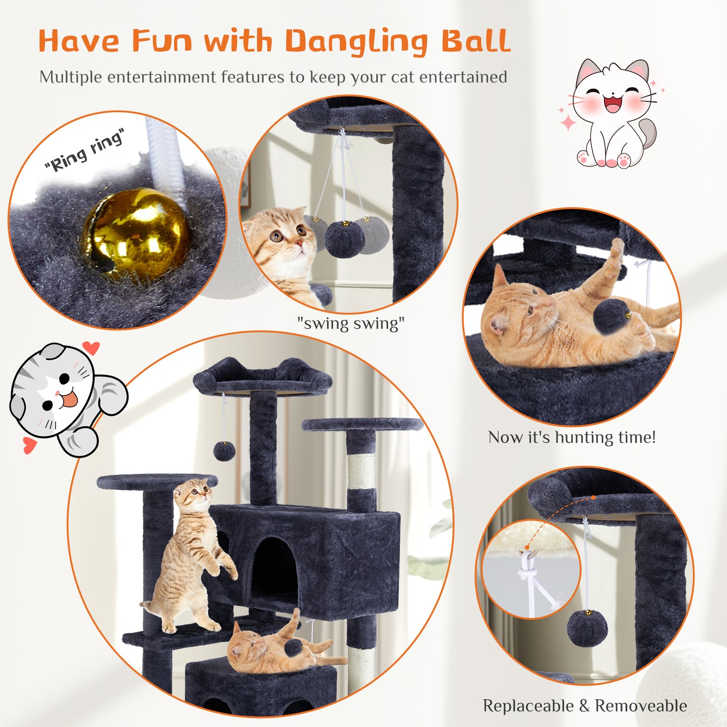 Multi-Functional Cat Tree – Climbing Tower with Scratching Posts & Play Areas