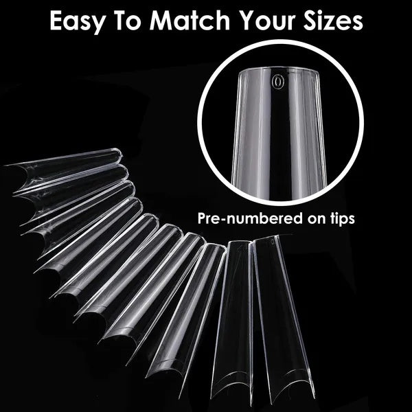500PCS C-Curve False Nail Tips – Half Cover French, Extra Long Acrylic Nails