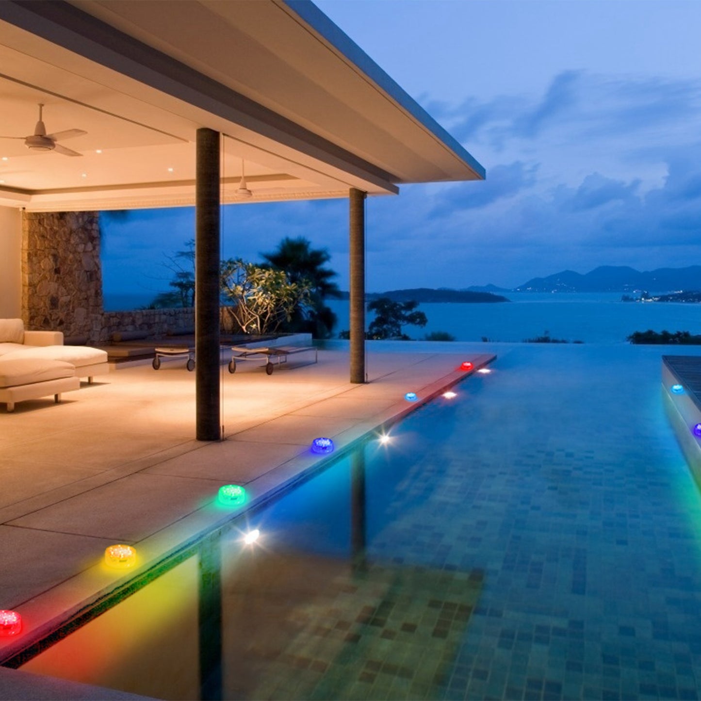 4Pcs RGB Waterproof Submersible Pool Lights With Remote