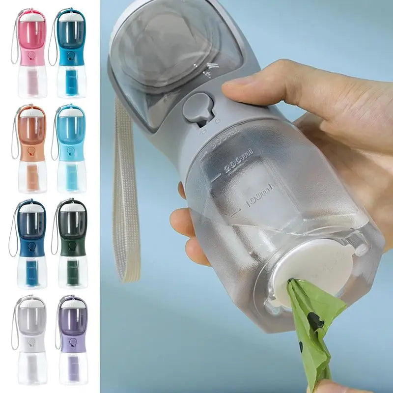Portable 3-in-1 Dog Water Cup with Food Storage & Poop Bag Dispenser