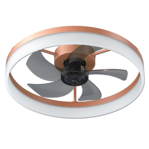 Slim Modern Ceiling Fan with Dimmable LED Light Recessed Mount