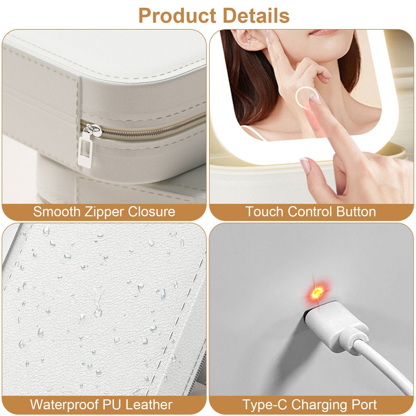 LED Travel Makeup Bag – Rechargeable & Waterproof with 3-Color Light