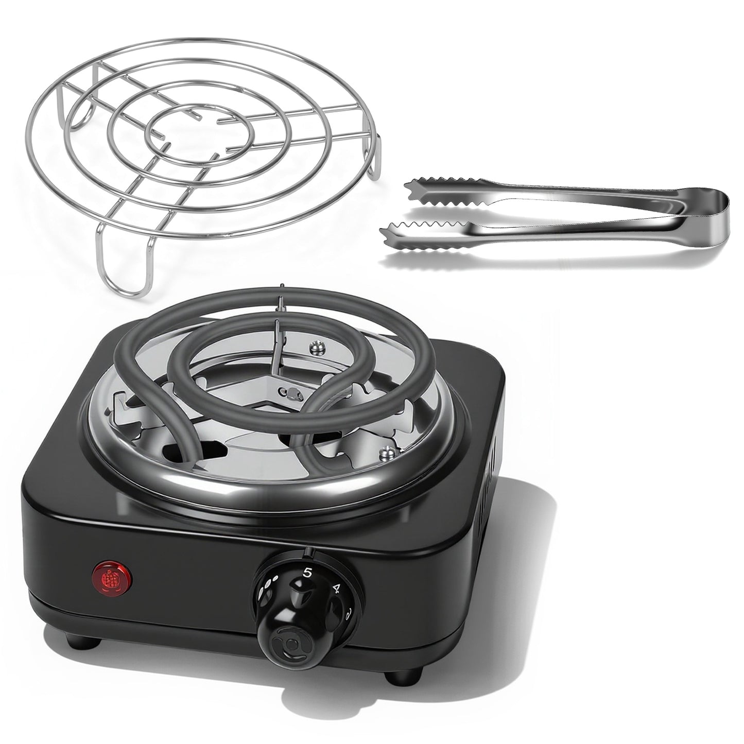 500W Electric Charcoal Burner for Hookah – 5-Level Thermostat with Grill & Tongs