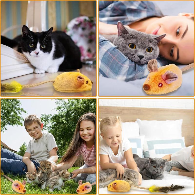 USB Rechargeable LED Cat Mouse Toy with Feather & Catnip – Automatic Moving Squeaky Toy