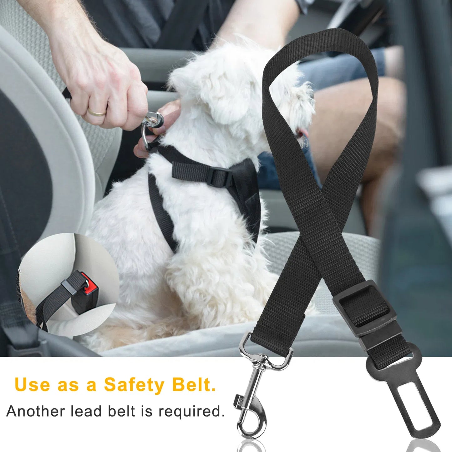 "2-Pack Adjustable Dog & Cat Seat Belt Harness – Safety Leash for Car Travel"