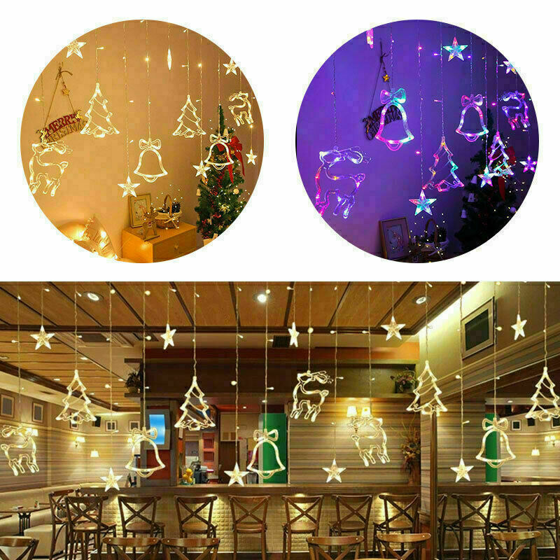 LED Fairy String Curtain Lights Star Window Decor for Christmas