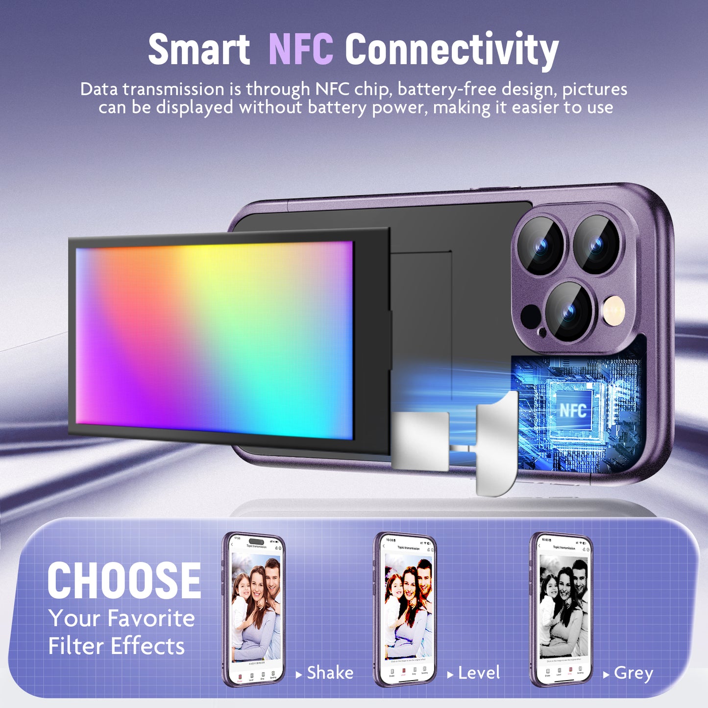 iPhone 15 Pro Max NFC Ink Screen Flip Custom DIY Case