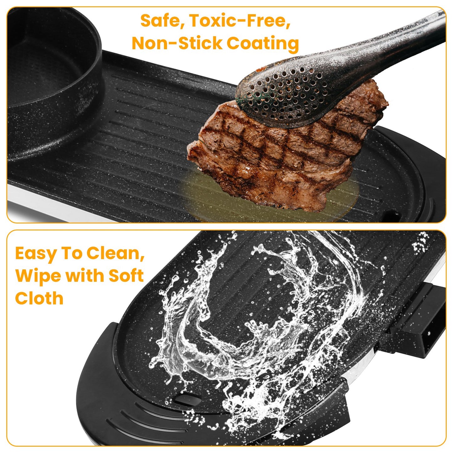 2200W 2-in-1 Electric Hot Pot with BBQ Grill – Smokeless Korean BBQ & Shabu Shabu Cooker