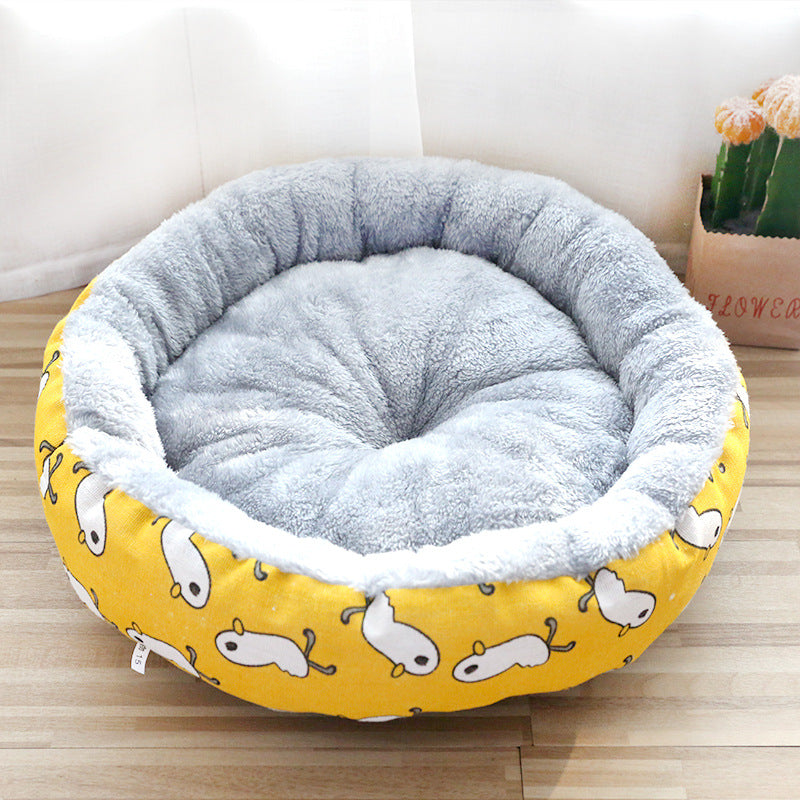 Soft Padded Dog & Cat Litter Mat with Round Cotton Cushion – Absorbent & Washable