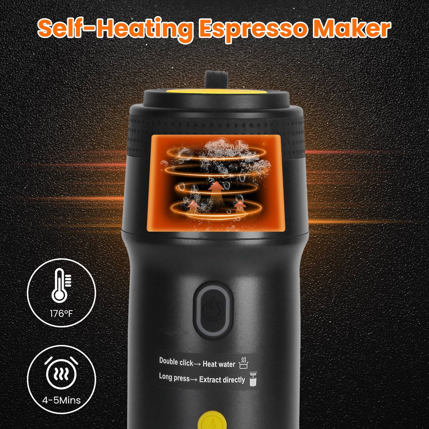 Portable Cordless Electric Espresso Coffee Maker Self-Heating