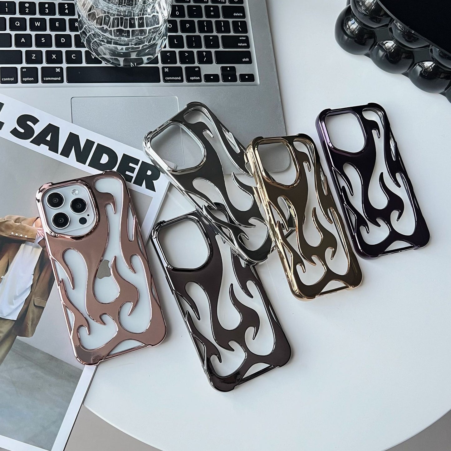 Electroplating Flame Pattern Hollow Soft Shell Phone Case