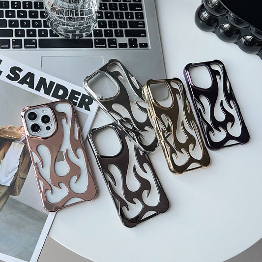 Electroplating Flame Pattern Hollow Soft Shell Phone Case