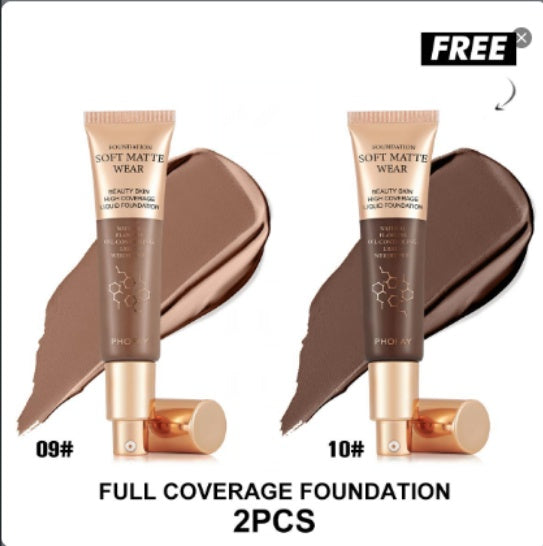 PHOFAY Full Coverage Liquid Foundation – Long-Lasting Matte, Smooth Finish