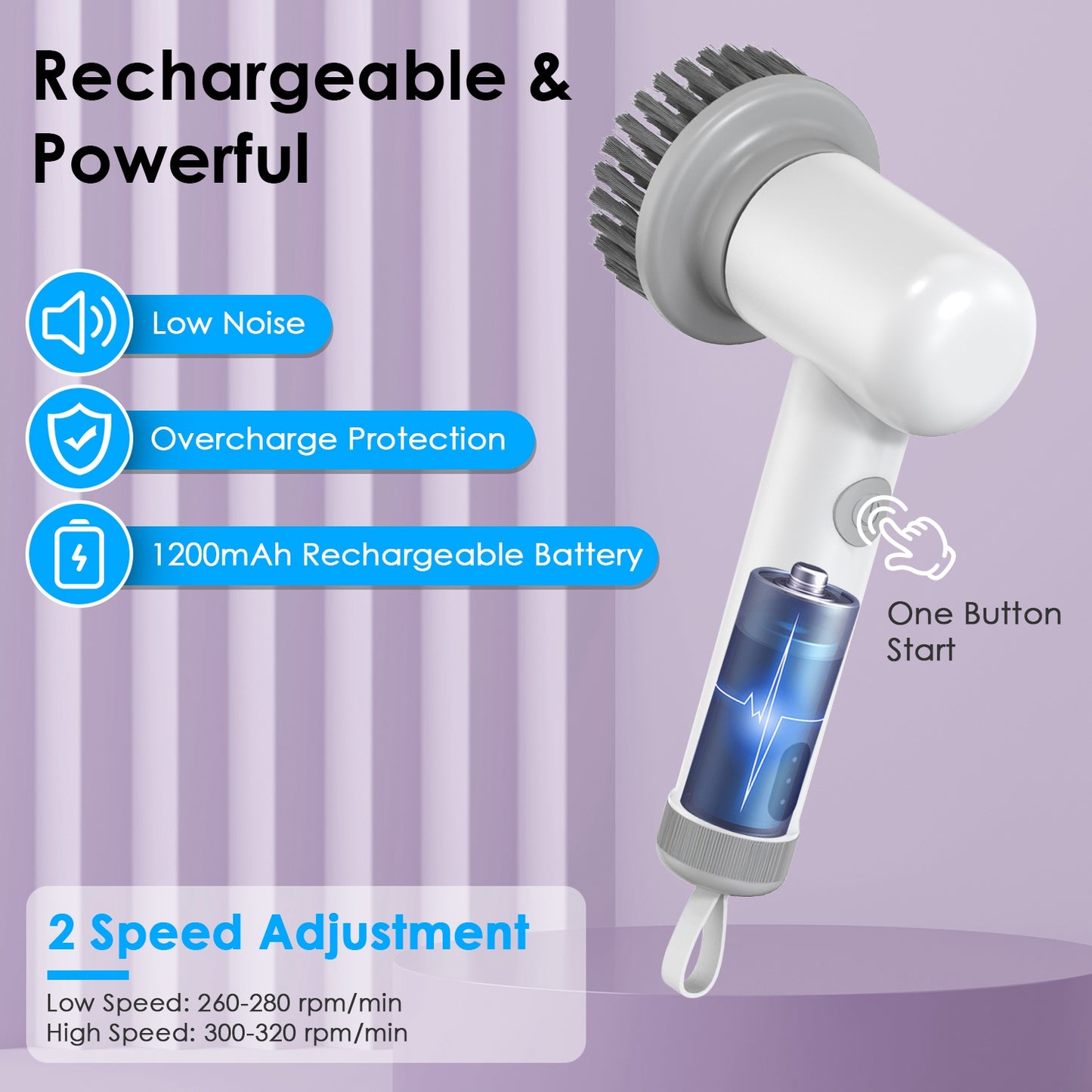 Cordless Electric Spin Scrubber Rechargeable Cleaning Brush Set