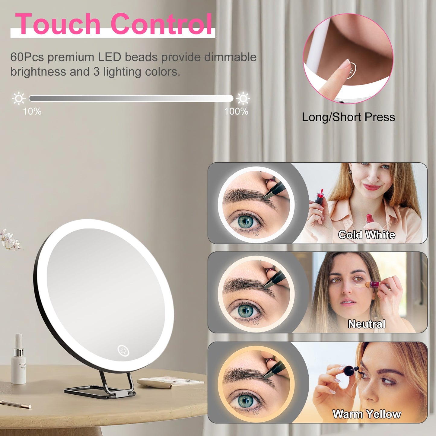 1Pc 30X Magnifying Makeup Mirror with Light & Tools – Travel Friendly