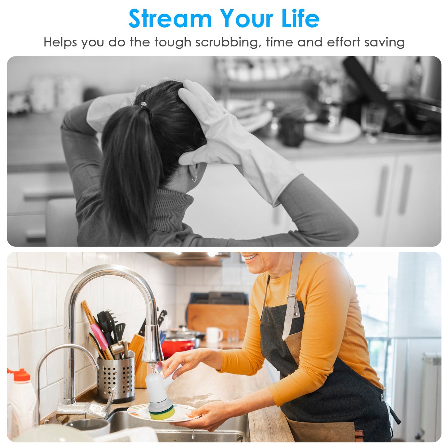 Cordless Electric Spin Scrubber Rechargeable Cleaning Brush Set