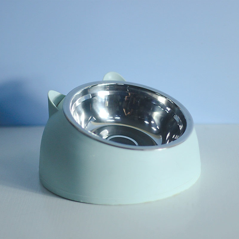 Stainless Steel Elevated Double Dog Bowl – Cervical Protection, Slanted Design for Food & Water