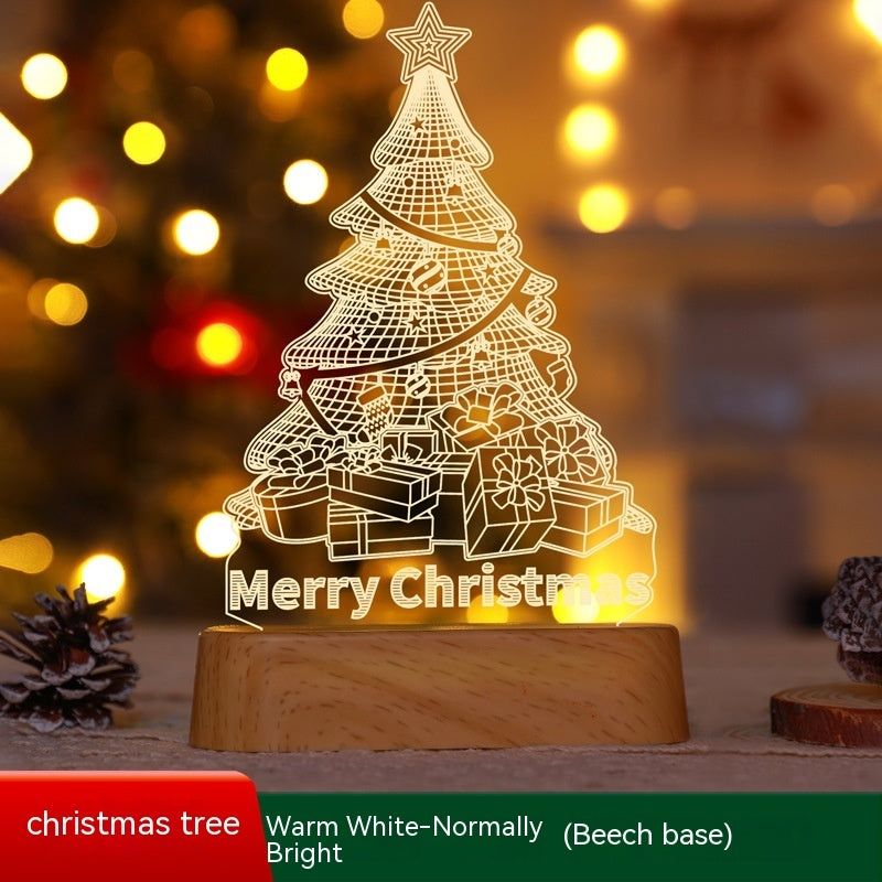 3D Acrylic LED Christmas Lamp – USB Night Light for Kids, New Year & Valentine’s Day Decoration, Holiday Gift Ornament