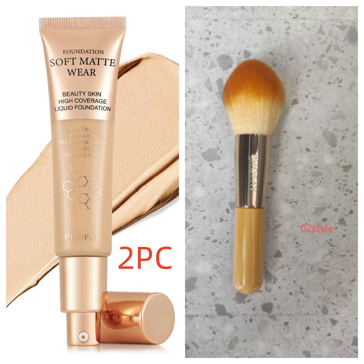 PHOFAY Full Coverage Liquid Foundation – Long-Lasting Matte, Smooth Finish