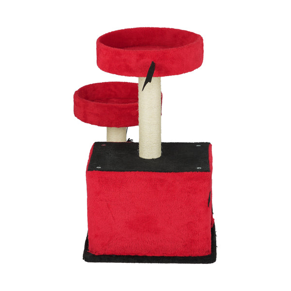 Halloween Cat Tree for Large Cats – Gothic Cat Tower with Condo, Perches, Scratching Posts & Ladder (Red & Black)