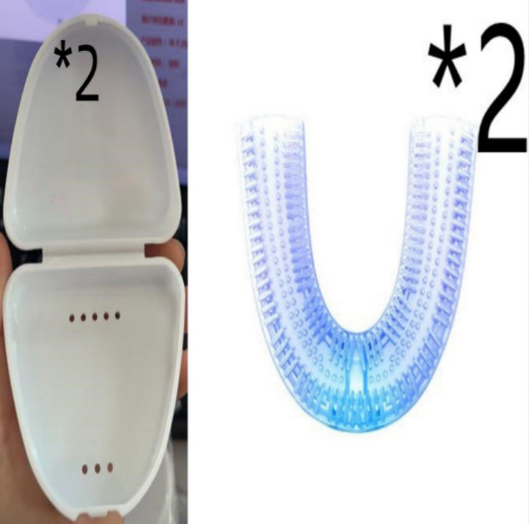 360° Intelligent Automatic Electric Toothbrush – U-Shaped Sonic Whitening Toothbrush with Blue Light & USB Charging (Waterproof)