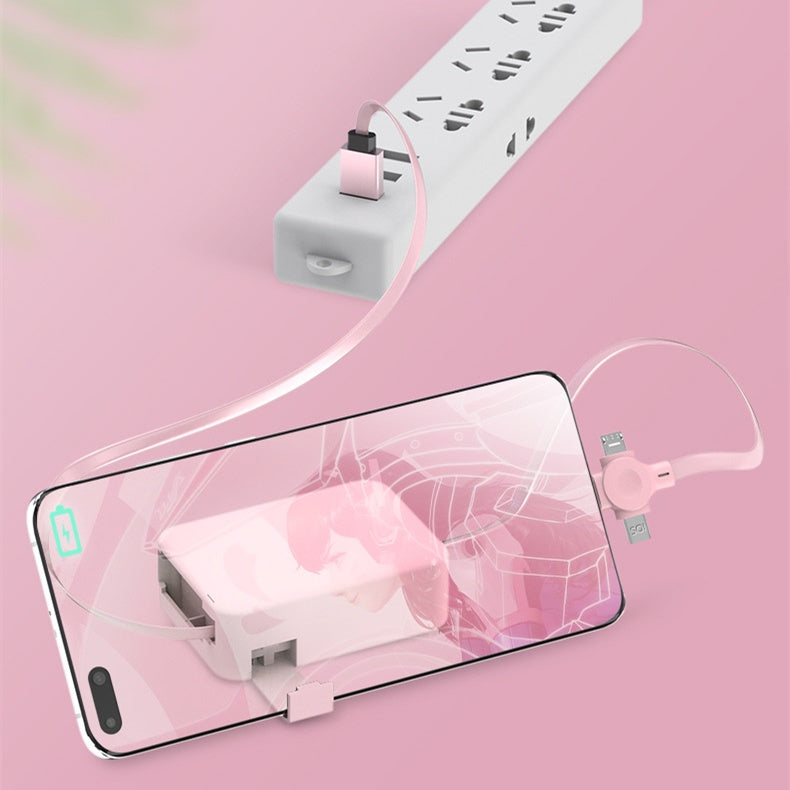4-in-1 Retractable Macaron USB Cable With Phone Stand