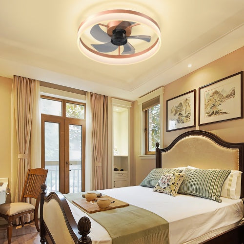 Slim Modern Ceiling Fan with Dimmable LED Light Recessed Mount