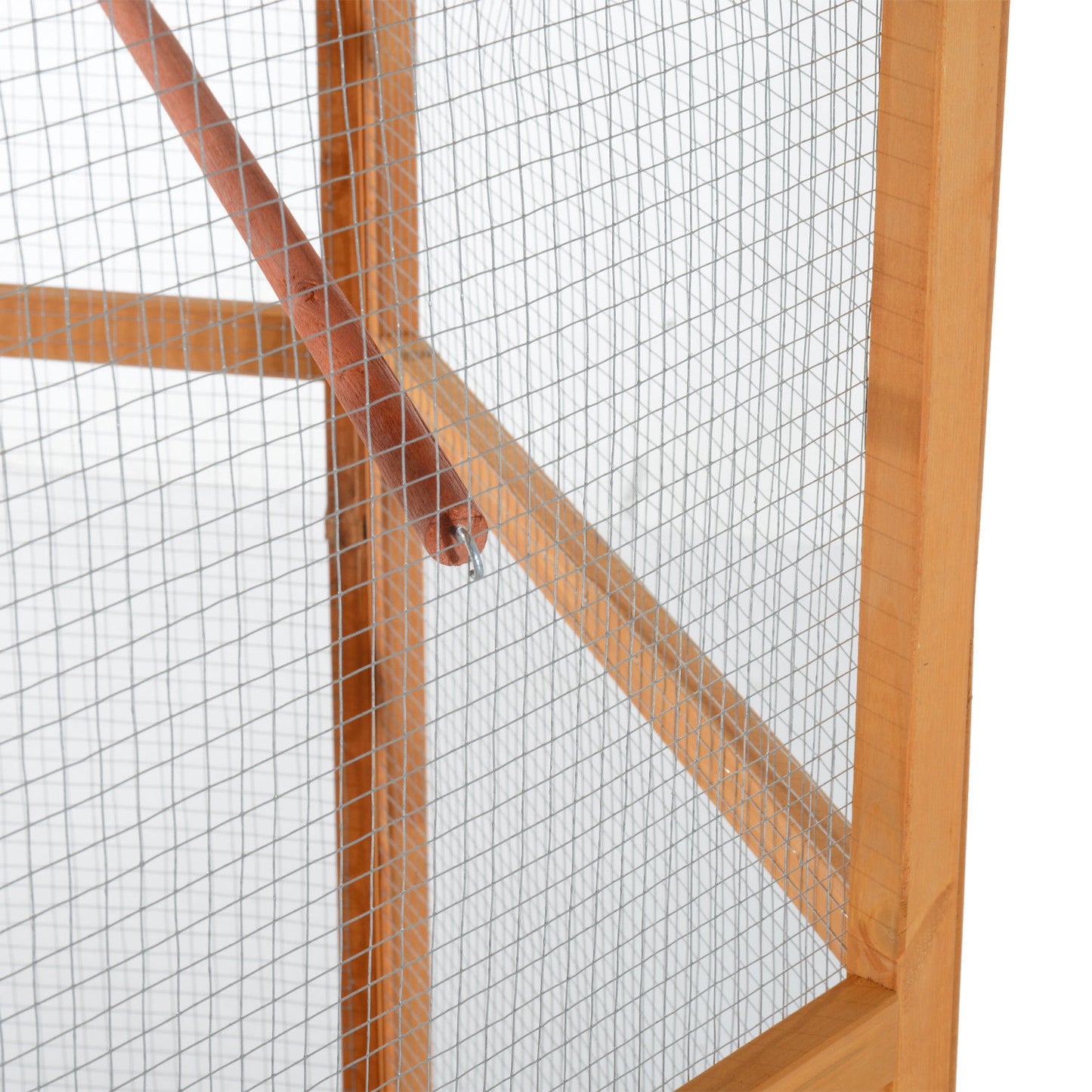 Large 69" Wooden Hexagonal Outdoor Bird Aviary Flight Cage with Protective Covered Roof