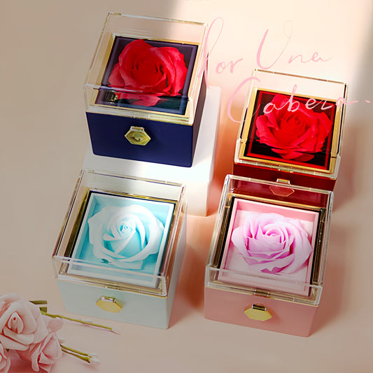 Rotating Soap Flower Rose Gift Box – Creative Jewelry & Valentine’s Day Gift for Women