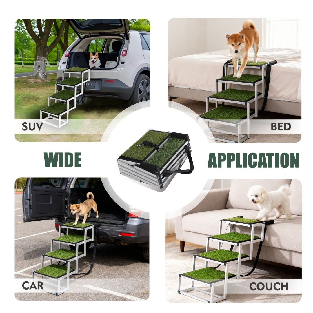 “Foldable Dog Ramp for Cars & SUVs – Portable Non-Slip Stairs for Large Dogs Up to 250lbs”