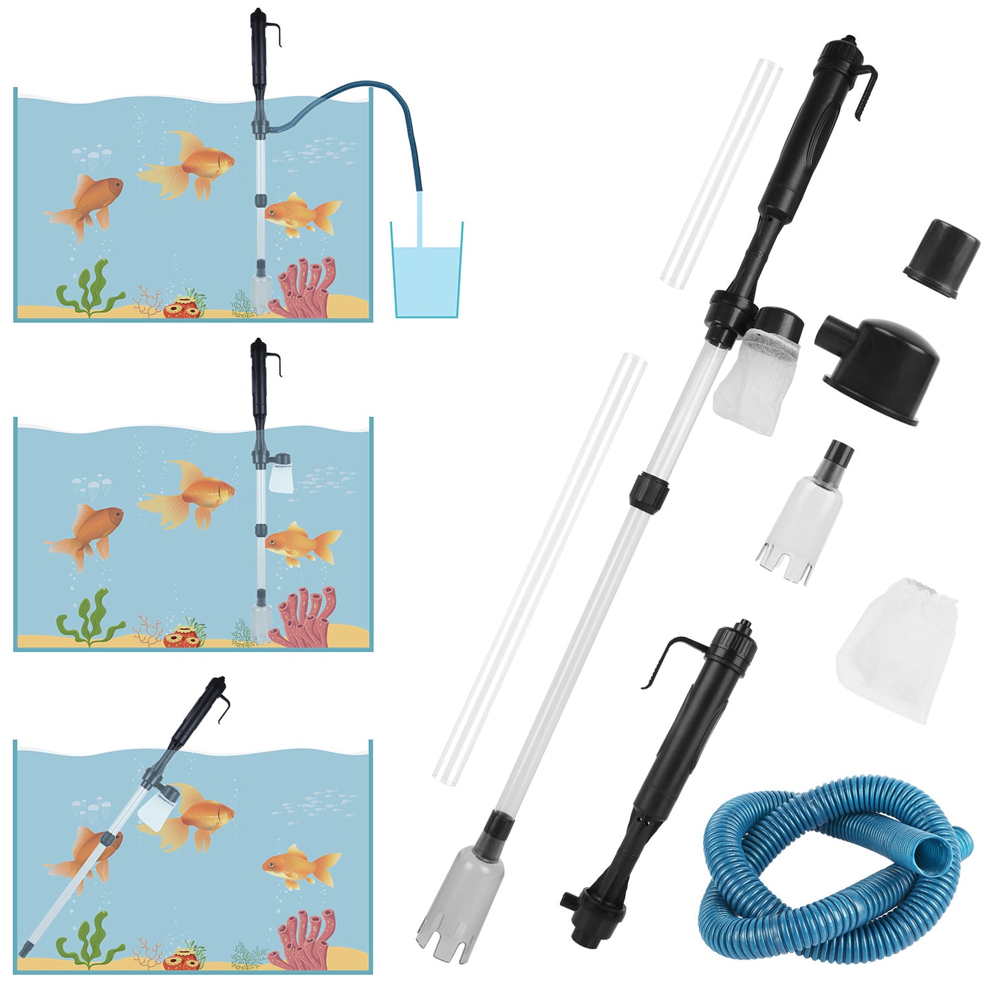 Battery-Operated Aquarium Gravel Vacuum Cleaner – Fish Tank Water & Gravel Cleaner