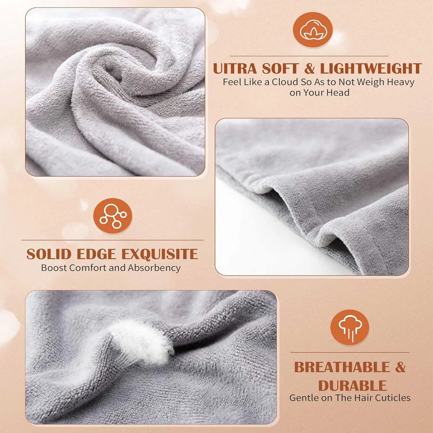 Women’s 3-Pack Microfiber Hair Towel Wraps – Ultra Absorbent Turbans for Curly, Long & Thick Hair
