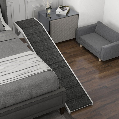 Dog Bed Ramp with Non-Slip Carpet – Sturdy Pet Ramp with Top Platform for Small & Senior Dogs