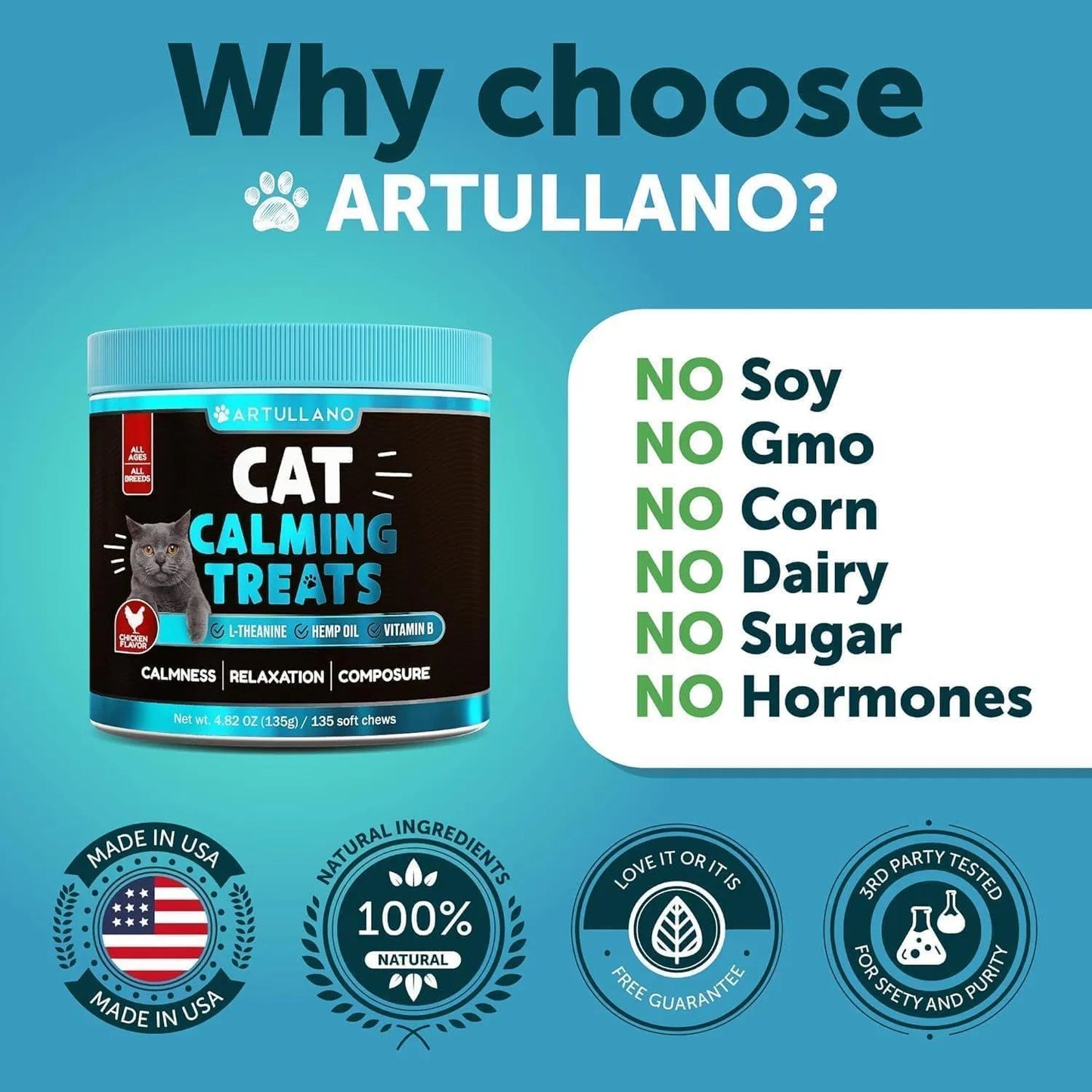 Hemp Cat Calming Treats – Stress & Anxiety Relief for Cats & Kittens with Melatonin