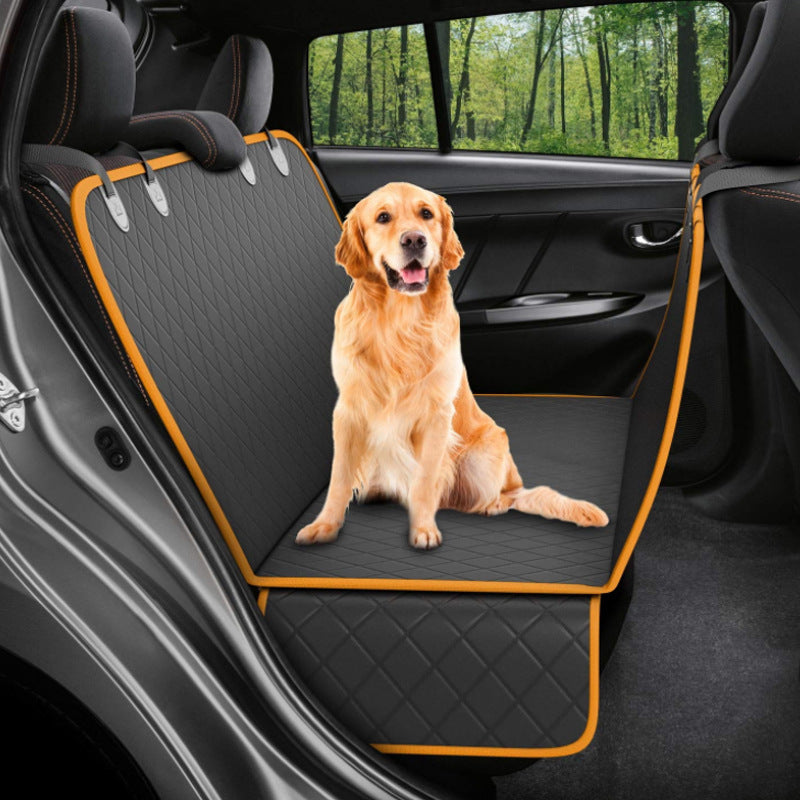 Dog Car Seat Cover & Pet Hammock – Rear Seat Protector with Mesh Window, Zipper & Storage Pocket for Travel