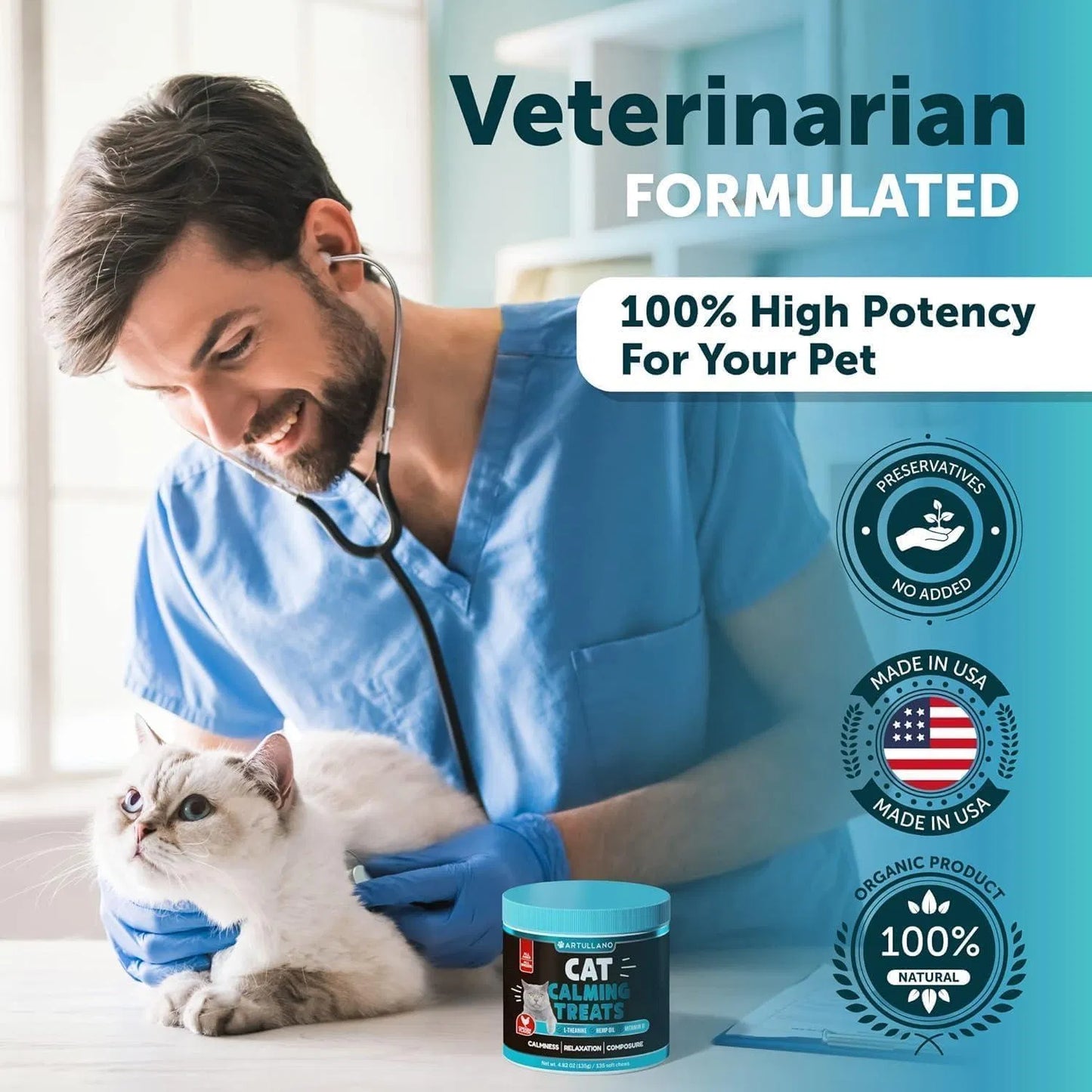 Hemp Cat Calming Treats – Stress & Anxiety Relief for Cats & Kittens with Melatonin