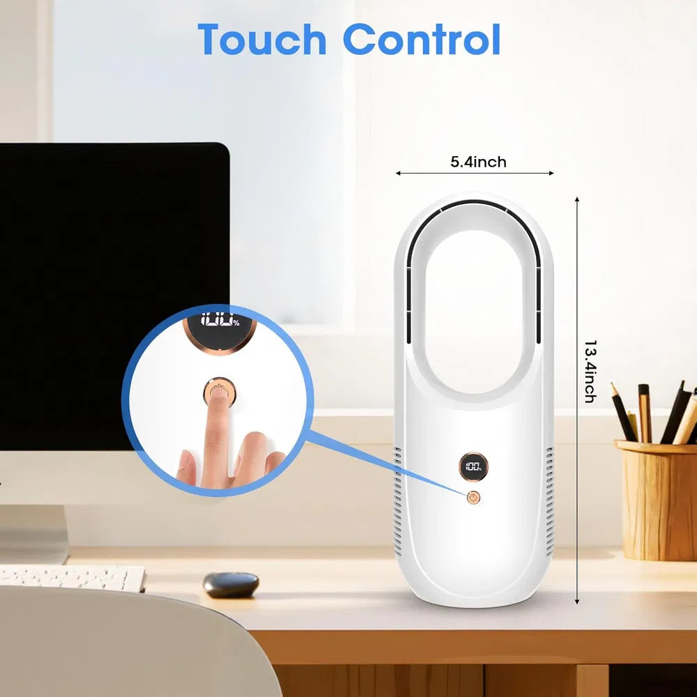 Portable Bladeless Desk Fan Rechargeable 6-Speed Personal Cooling Fan