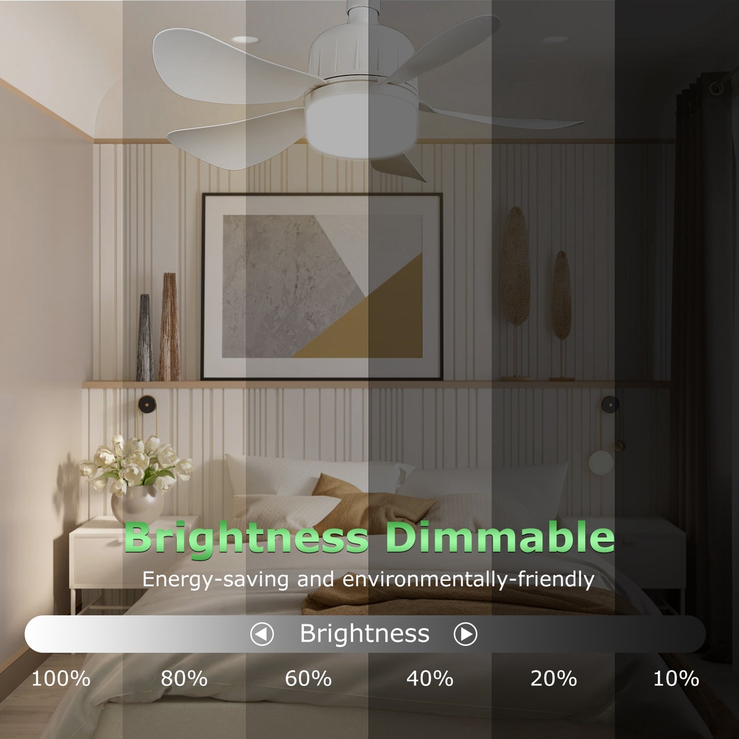 12W LED Ceiling Fan with Light 3-Speed Dimmable Smart Remote