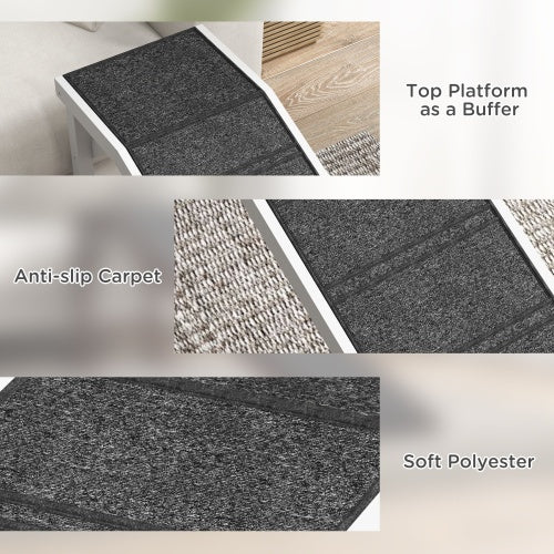 Dog Bed Ramp with Non-Slip Carpet – Sturdy Pet Ramp with Top Platform for Small & Senior Dogs
