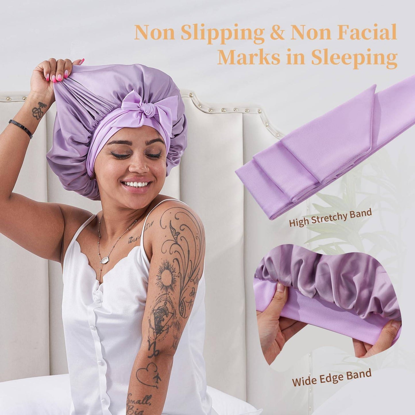 Silk Bonnet, Satin Hair Bonnet For Sleeping For Wavy Curly Natural Hair