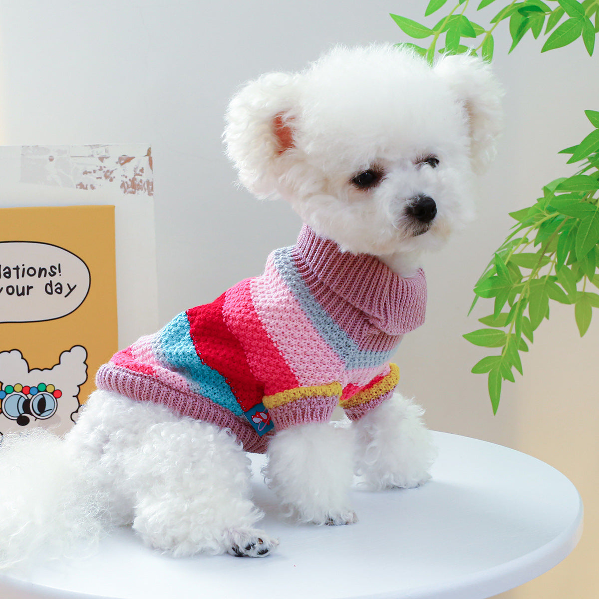 Colorful Striped Pet Sweater – Cozy & Comfortable Knit for Dogs & Cats