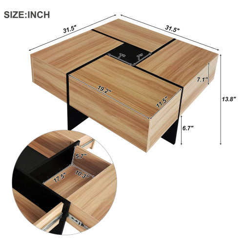 Unique Design Coffee Table – 4 Hidden Storage Compartment Living Room Table