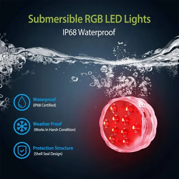 4Pcs Submersible RGB LED Underwater Lights IP68 Waterproof
