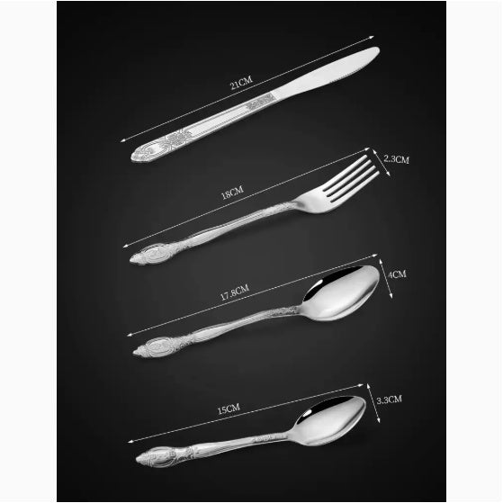 Deluxe Premium Stainless Steel Cutlery Set – 4-Piece Flatware Service for Home