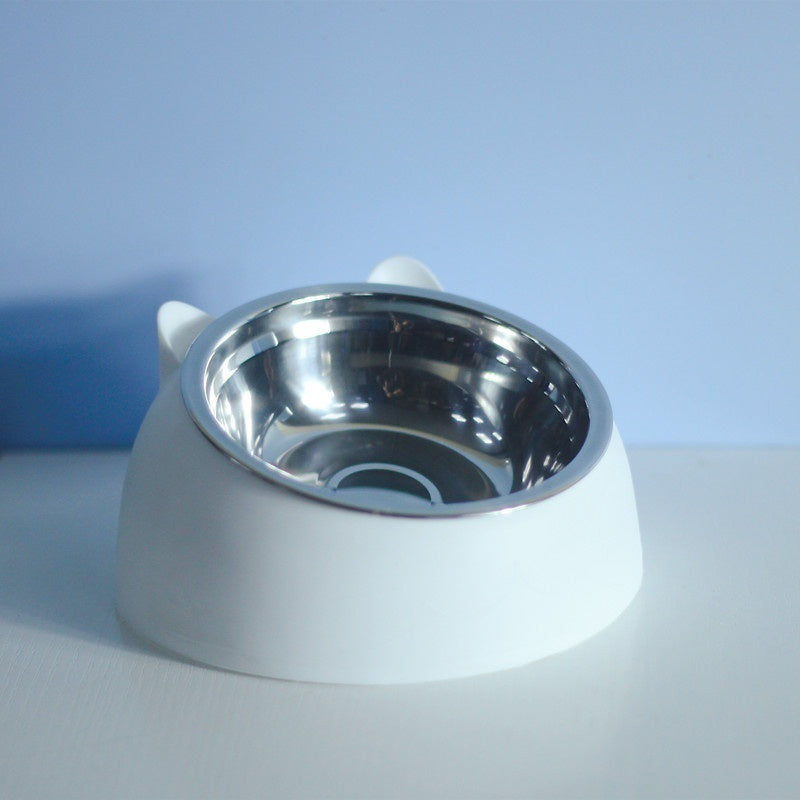 Stainless Steel Elevated Double Dog Bowl – Cervical Protection, Slanted Design for Food & Water