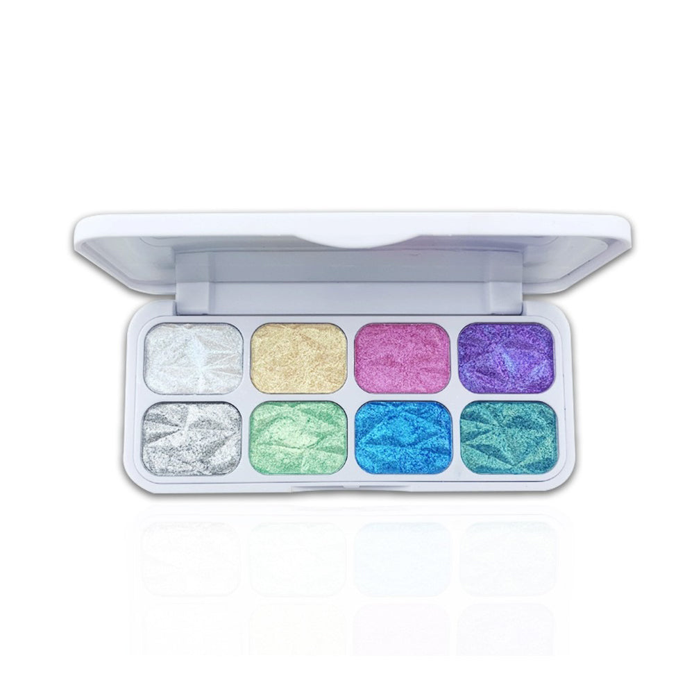 8-Color Macaron Chameleon Eyeshadow Palette – Multichrome Holographic Shimmer & Glitter Highlighter for Eyes, Face & Cheeks