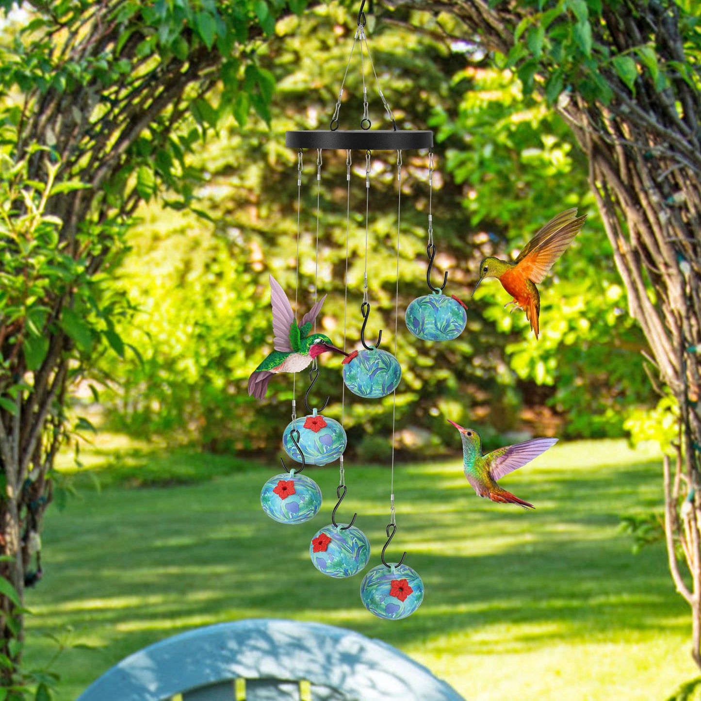 Hanging Hummingbird Feeder Wind Chime – Ant & Bee Proof Outdoor Garden Decor for Patio, Yard & Balcony